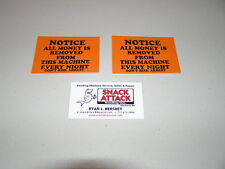 2 Snack Or Soda Vending Machine Decals Notice All Money Is Removed