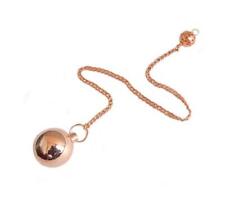 Openable Round Ball Copper Metal Pendulum. 8 To 9 Inches Long Including Chain