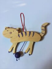 Midwest Of Cannon Falls Wood Pull-string Cat Ball Ornament