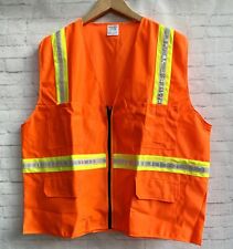 High Visibility Safety Vest Size Xl Work Ansi Class 2 Reflective Neon Orange