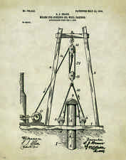 Oil Well Drilling Patent Poster Art Print Vintage Pump Drill Bit Rig Gas Pat262
