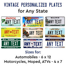 Vintage State License Plate Tag Any Text Custom Personalized Auto Car Bike Atv
