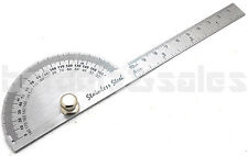 Sae Stainless Steel Rotary Protractor Angle Rule Gauge Machinist Tool New