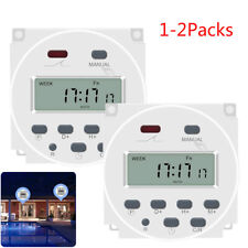 7 Day Digital Lcd Electric Programmable Dual Outlet Plug In Clock Timer Switch