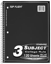 Top Flight Standards 3-subject Wirebound Notebook 120 Sheets 3-hole...