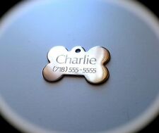 Pet Tags Bone 2.5cm Id Stainless Steel 2 Side Diamond Engrave Dog Cat Name Tag