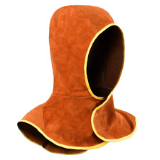 Welding Hood - Cowhide Split Leather Welding Caps With Neck Shoulder Drape - Hea