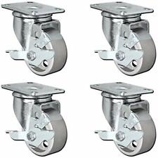 Set Of 4 All Steel Swivel Plate Caster Wheels With Brakes Locking - Heavy Duty H