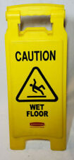 Rubbermaid Caution Wet Floor Yellow 2 Sided Folding Sign 611277yel