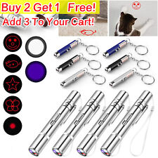 1-4 Pcs Usb Rechargeable Laser Pointer Pen 3 In 1 Cat Pet Toy Red Uv Flashlight