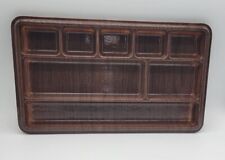 Vintage Max Klein Wood Grain Plastic 8 Compartment Desk Drawer Organizer Tray