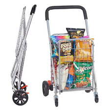 Folding Shopping Cleaning Cart Basket Utility Trolley Laundry Grocery 4 Wheel Us