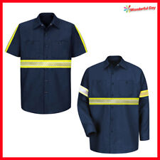 Lm Mens Enhanced Visibility Hi Vis Industrial Work Uniform Shirt Reflective