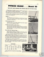 1956 Paper Ad 4 Pg Pitman Crane Model 80 Giraffe Telescopic Boom Bucket Truck