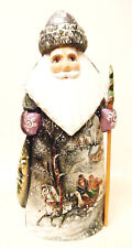 Alkota Russian Genuine Wooden Collectible Santa With Granddaughter 7h