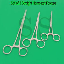 Set Of 3 Straight Hemostat Forceps Locking Clamps 5 6 8 - Stainless Steel