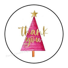 30 Thank You Christmas Tree Envelope Seals Labels Stickers Party Favors 1.5