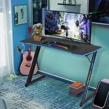 39.4 Gaming Desk Z Shaped Pc Computer Desk Ergonomic Office Home Table Blue