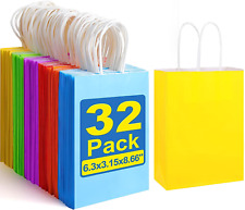 32 Pieces Paper Gift Bags Kraft Paper Party Favor Bags Bulk With Handles For Ki