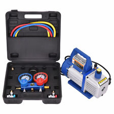 4cfm 13hp Air Vacuum Pump Hvac Refrigeration Kit Ac Manifold Gauge Set R134 New