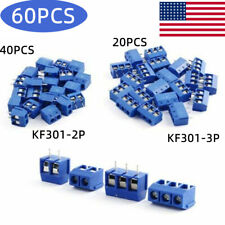 60pcs Blue Kf301-2p3p Pcb Mount Screw Terminal Block Connector 23pin 5mm Pitch