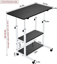 32 Mobile Stand Up Desk Adjustable Laptop Desk With Wheels Home Computer Table