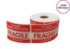 Please Handle With Care - Fragile - Thank You Stickers 2x3 500 Per Roll