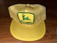 Rare Vintage John Deere Yellow Green Mesh Snapback Trucker Hat Cap New Promo Ds