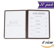 10 Pack 3 Page Book Fold Menu Covers Brown 6 View 8.5 X 11-inches Insert