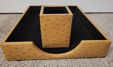 Levenger Leather 2004 Osteria Desk Collection Pen Cup Holder Letter File Tray