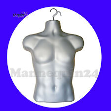 Men Hanging Dress Form Male Mannequin Torso Body Form Display - Grey Silver
