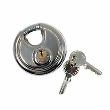 New 70mm Heavy Duty Stainless Steel Armor Brass Cylinder Disc Padlock Round Lock