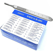 100 Surgery Scalpel Blades 16 With 3 Metal Handle Suitable For Dermaplaning