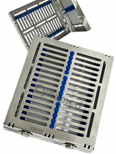 1 German Dental Autoclave Sterilization Cassette Rack Tray For 15 Instrument Blu