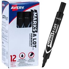 Avery Marks A Lot 08888 Black Ink Large Chisel Tip Permanent Marker Box Of 12