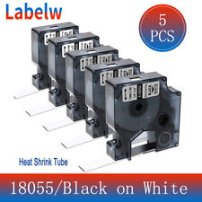 5pk Heat Shrink Tube Label 12mm White 18055 For Dymo Rhino 3000 4200 5000 6000