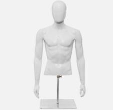 Male Mannequin Realistic Plastic Half Body Head Turn Dress Form Display Wbase