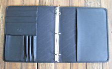 Avenues America Black Fine Leather 3-ring Portfolio Business Notebook Organizer