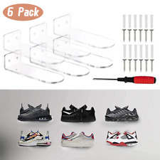 6 Pcs Acrylic Floating Shoe Rack Holder Wall Mount Clear Shoe Display Shelves