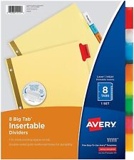 Avery 8-tab Binder Dividers Insertable Multicolor Big Tabs 3-hole Punched 1 Set