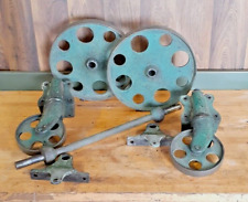 Vintage Cast Iron Wheels Industrial Factory Cart Set- Table Hit Miss Cart Wheels