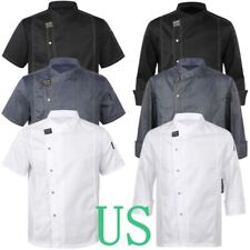 Us Men Womens Kitchen Work Uniform Chef Coat Cook Jacket Restaurant Shirt Tops