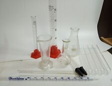 Vintage 15 Chemistry Lab Glass Set - Pyrex Test Tubes Flasks Stirers
