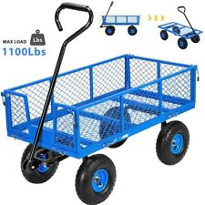 1100lb Steel Garden Utility Wagon Cart Heavy Duty Wheelbarrow Yard Lawn Trolley