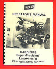 Hardinge Lensmaster Ii Optical Radius Turning Attachment Operators Manual 1029