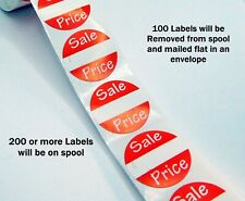 100 Red White Adhesive Labels Sale Garage Price Tags Stickers 1 Inch Round