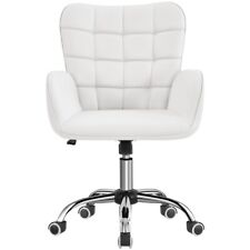 Faux Leather Office Task Chair Modern Swivel Desk Chair Mid-back Vanity Chair