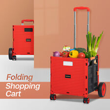 Red Collapsibleoversize Wheellockshopping Cart Grocery Folding Trolley Wlid