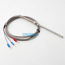 Rtd Pt100 Temperature Sensor Thermocouple 2m Cable 10cm Probe 3 Wires -50400c