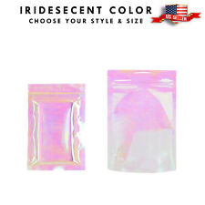 Rainbow Holographic Packaging Bags Iridescent Foil Zipper Seal Storage Pouches